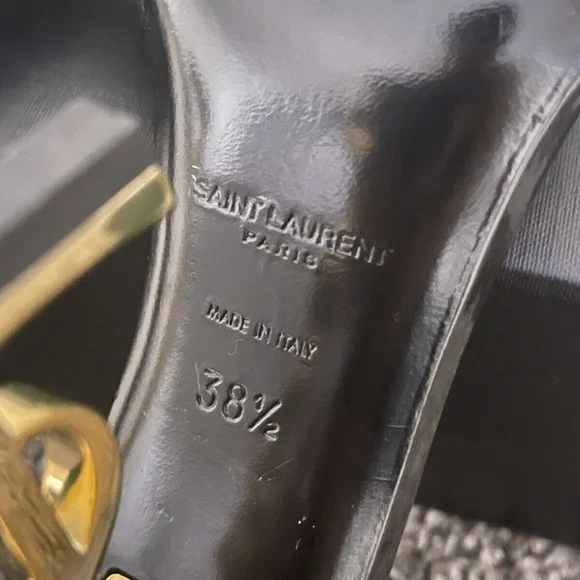 YVES SAINT LAURENT BLACK OPYUM 110 HEEL ANKLE STRAP IN PATENT LEATHER - Picture 5 of 16